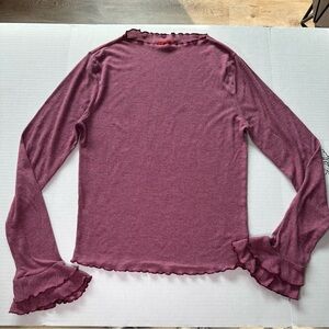 Chelsea & Violet Long sleeve knit top with bell sleeves and lettuce trim